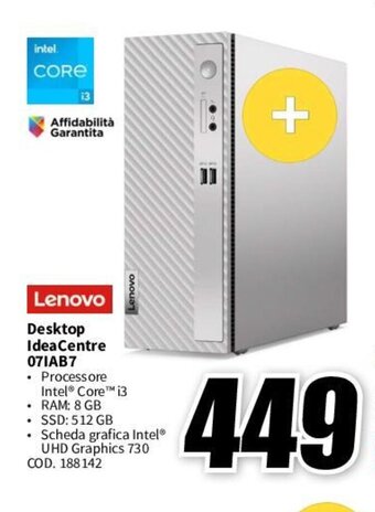 MediaWorld Lenovo Desktop IdeaCentre 07IAB7 offerta