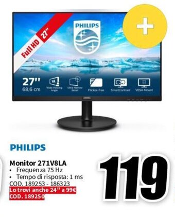 MediaWorld PHILIPS Monitor 271V8LA offerta