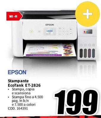 MediaWorld EPSON Stampante EcoTank ET-2826 offerta