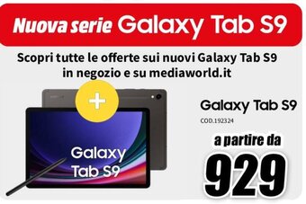 MediaWorld SAMSUNG Galaxy Tab S9 offerta