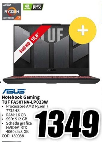 MediaWorld ASUS Notebook Gaming TUF FA507NV-LP023W offerta