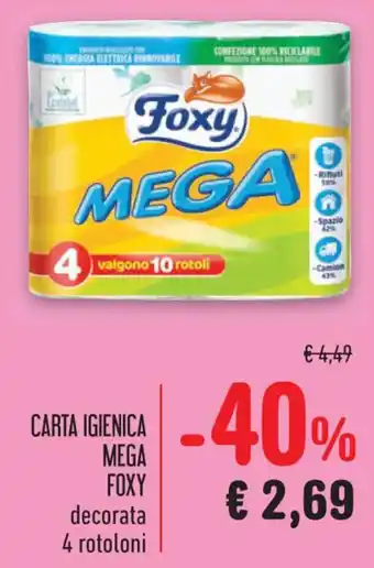 CARTA IGIENICA MEGA FOXY decorata 4 rotoloni