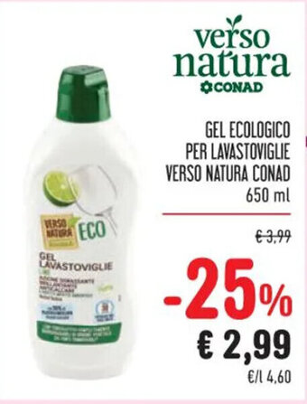 Spazio Conad GEL ECOLOGICO PER LAVASTOVIGLIE VERSO NATURA CONAD 650 ml offerta