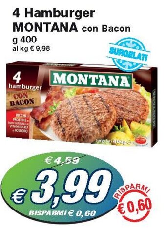 Prix Quality 4 Hamburger MONTANA con Bacon g 400 offerta