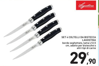 Spazio Conad SET 4 COLTELLI DA BISTECCA LAGOSTINA bordo seghettato, lama L12,5 cm, adatto per bistecche o altri tipi di carne offerta