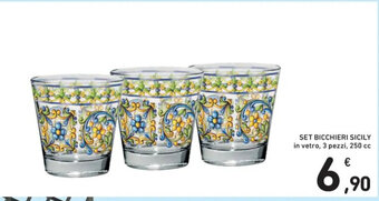 Spazio Conad SET BICCHIERI SICILY in vetro, 3 pezzi, 250 cc offerta
