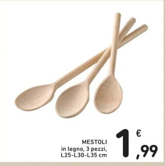 Spazio Conad MESTOLI in legno, 3 pezzi, L25-L30-L35 cm offerta