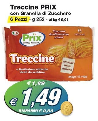 Prix Quality Treccine PRIX con Granella di Zucchero 6 Pezzi - g 252 offerta