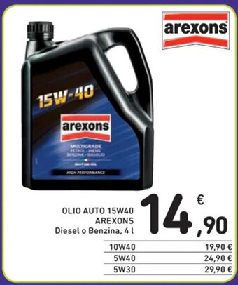 Spazio Conad OLIO AUTO 15W40 AREXONS Diesel o Benzina, 4 l offerta