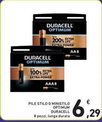 Spazio Conad PILE STILO O MINISTILO OPTIMUM DURACELL 8 pezzi, lunga durata offerta