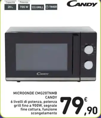 Spazio Conad MICROONDE CMG20TNMB CANDY 6 livelli di potenza, potenza grill fino a 900W, segnale fine cottura, funzione scongelamento offerta