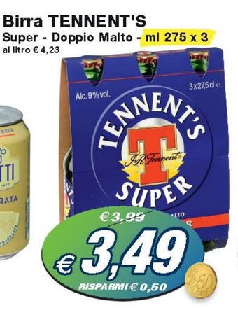 Prix Quality Birra TENNENT'S Super - Doppio Malto - ml 275 x 3 offerta