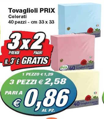 Prix Quality Tovaglioli PRIX Colorati 40 pezzi - cm 33 x 33 offerta