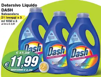 Prix Quality Detersivo Liquido DASH Salvacolore 21 lavaggi x 3 ml 1050 x 3 offerta