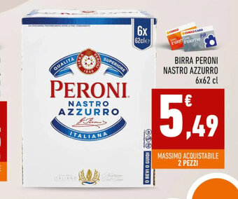 Conad BIRRA PERONI NASTRO AZZURRO 6x62 cl offerta