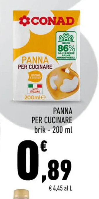 Conad PANNA PER CUCINARE brik - 200 ml offerta