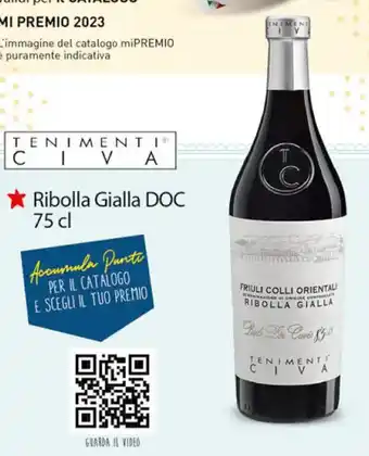 Conad TENIMENTI CIVA Ribolla Gialla DOC 75 cl offerta