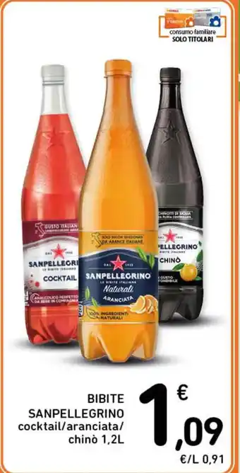 Spazio Conad BIBITE SANPELLEGRINO cocktail/aranciata/ chinò 1,2L offerta