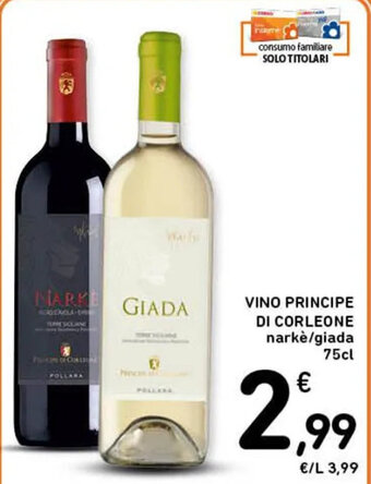 Spazio Conad VINO PRINCIPE DI CORLEONE narkè/giada 75cl offerta