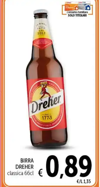 Spazio Conad BIRRA DREHER classica 66cl offerta