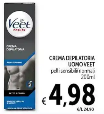 Spazio Conad CREMA DEPILATORIA UOMO VEET pelli sensibili/normali 200ml offerta