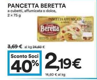 Coop PANCETTA BERETTA a cubetti, affumicata o dolce, 2 x 75 g offerta