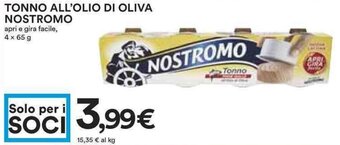 Coop TONNO ALL'OLIO DI OLIVA NOSTROMO apri e gira facile, 4 x 65 g offerta