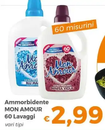 Ammorbidente MON AMOUR 60 Lavaggi vari tipi