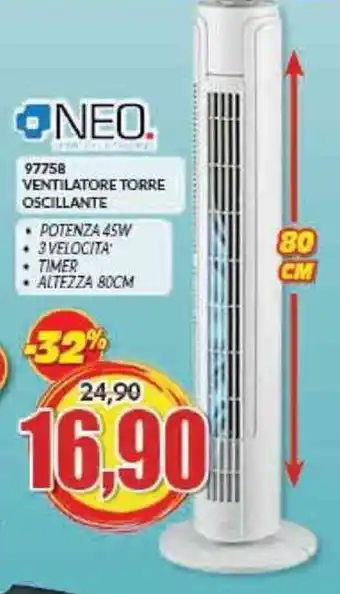 Risparmio Casa NEO 97758 VENTILATORE TORRE OSCILLANTE offerta