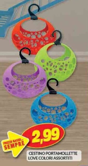 Risparmio Casa CESTINO PORTAMOLLETTE LOVE COLORI ASSORTITI offerta
