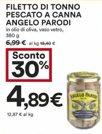 Coop FILETTO DI TONNO PESCATO A CANNA ANGELO PARODI in olio di oliva, vaso vetro, 380 g offerta