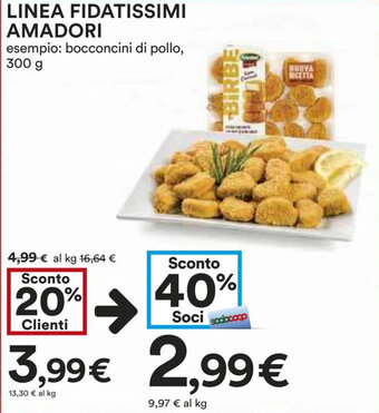Coop LINEA FIDATISSIMI AMADORI bocconcini di pollo, 300 g offerta