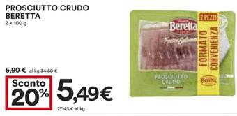 Coop PROSCIUTTO CRUDO BERETTA 2 x 100 g offerta