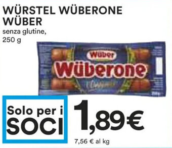 Coop WÜRSTEL WÜBERONE WÜBER senza glutine, 250 g offerta