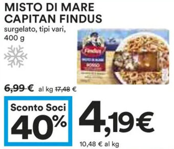 Coop MISTO DI MARE CAPITAN FINDUS surgelato, tipi vari, 400 g offerta