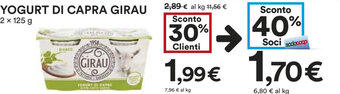 Coop YOGURT DI CAPRA GIRAU 2 x 125 g offerta