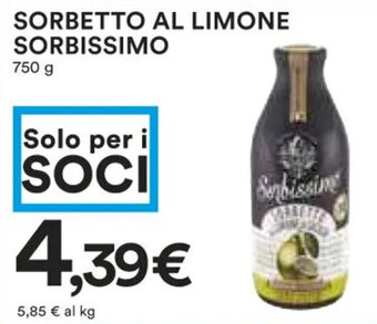 Coop SORBETTO AL LIMONE SORBISSIMO 750 g offerta