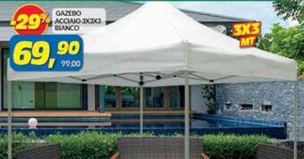 Risparmio Casa GAZEBO ACCIAIO 3X3X3 BIANCO offerta