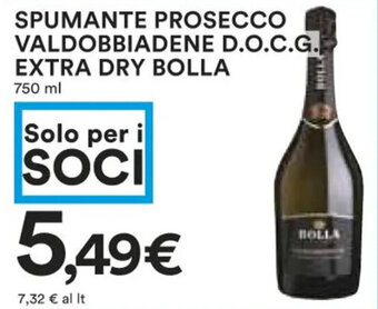 Coop SPUMANTE PROSECCO VALDOBBIADENE D.O.C.G. EXTRA DRY BOLLA 750 ml offerta