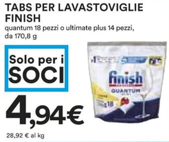 Coop TABS PER LAVASTOVIGLIE FINISH quantum 18 pezzi o ultimate plus 14 pezzi, da 170,8 g offerta