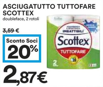 Coop ASCIUGATUTTO TUTTOFARE SCOTTEX doubleface, 2 rotoli offerta