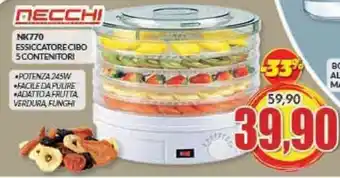 Risparmio Casa NECCHI NK770 ESSICCATORE CIBO 5 CONTENITORI offerta