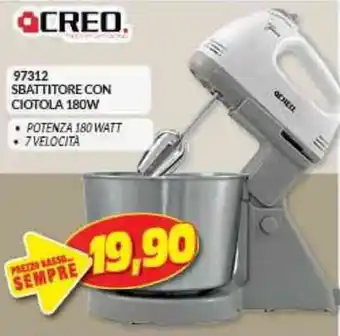 Risparmio Casa CREO 97312 SBATTITORE CON CIOTOLA 180W offerta