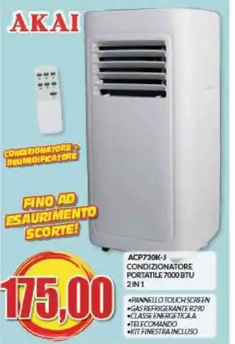 Risparmio Casa AKAI ACP730K-J CONDIZIONATORE PORTATILE 7000 BTU 2IN1 offerta