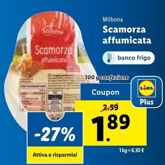 Lidl Milbona Scamorza affumicata 300 g confezione offerta