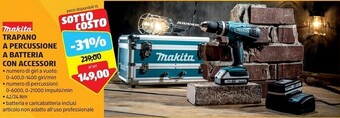 ALDI Makita trapano a percussione a batteria con accessori offerta