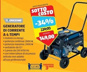 ALDI Workzone generatore di corrente a 4 tempi offerta