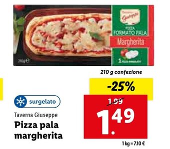 Lidl Taverna Giuseppe Pizza pala margherita 210 g confezione offerta