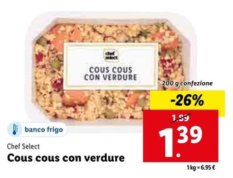 Lidl Chef Select Cous cous con verdure 200 g confezione offerta