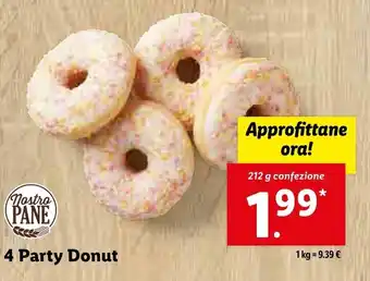 Lidl 4 Party Donut 212 g confezione offerta
